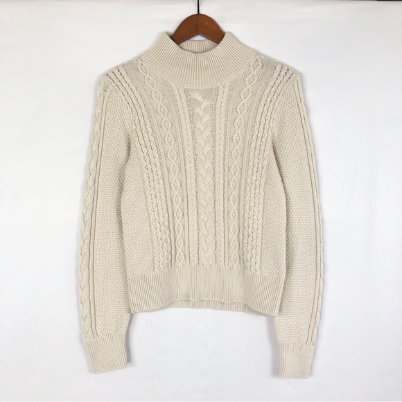 GAP Sweaters - NEW GAP Relaxed Cable Knit‎ Mockneck Sweater Birch White Size M